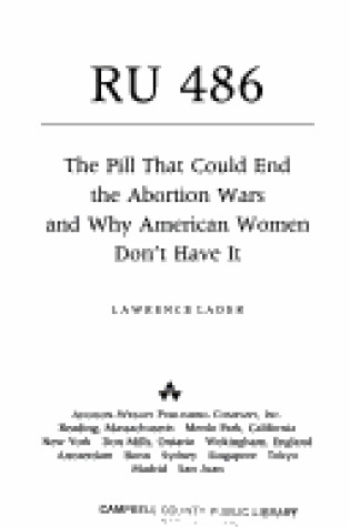 Cover of Ru 486:the Pill