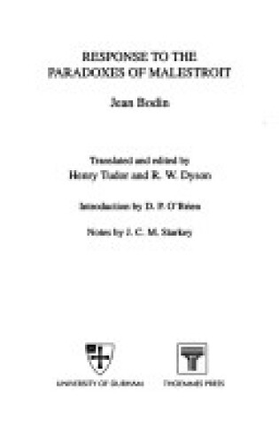 Cover of Response to the Paradoxes of Malestroit