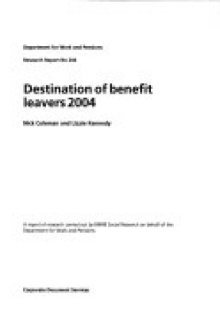 Cover of DWP Research Report 244-Destination of Benefit Leavers