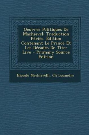 Cover of Oeuvres Politiques de Machiavel
