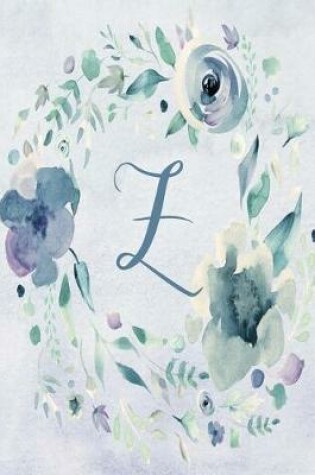 Cover of Notebook 6"x9", Letter Z - Blue Purple Floral Design