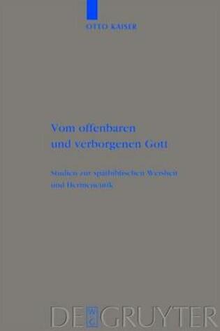 Cover of Vom Offenbaren Und Verborgenen Gott