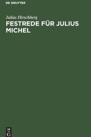 Cover of Festrede Für Julius Michel