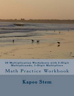Book cover for 30 Multiplication Worksheets with 2-Digit Multiplicands, 1-Digit Multipliers