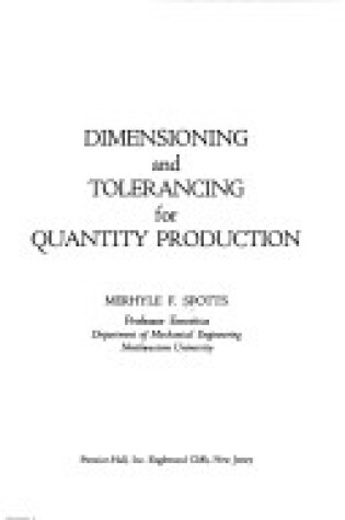 Cover of Dimensioning and Tolerancing for Quality Production