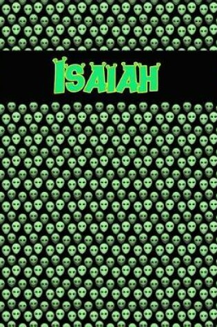 Cover of 120 Page Handwriting Practice Book with Green Alien Cover Isaiah