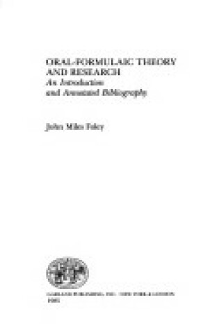 Cover of Oral Form Theory Research