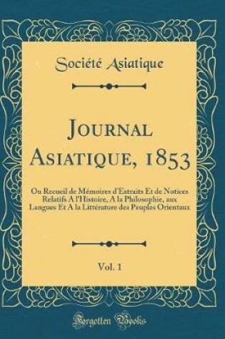 Cover of Journal Asiatique, 1853, Vol. 1