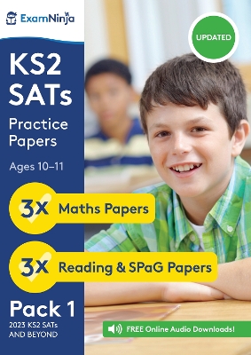 Book cover for 2025 KS2 SATs Practice Papers (English Reading, GaPS & Maths) Inc. Answers & Audio