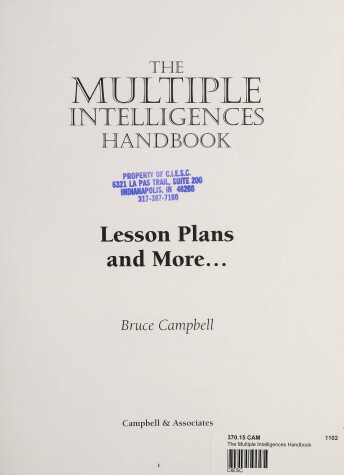 Book cover for The Multiple Intelligences Handbook