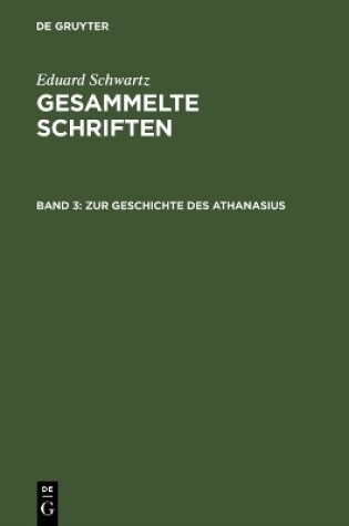 Cover of Zur Geschichte Des Athanasius
