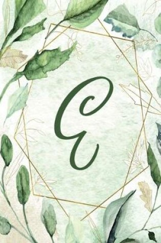 Cover of Notebook 6"x9" - Letter E - Green Gold Floral Design