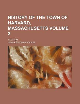 Book cover for History of the Town of Harvard, Massachusetts; 1732-1893 Volume 2