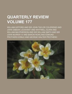 Book cover for Quarterly Review Volume 177