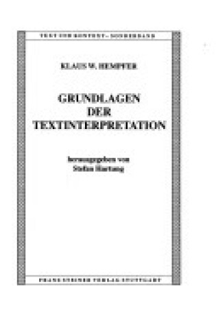 Cover of Grundlagen Der Textinterpretation