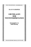 Book cover for Grundlagen Der Textinterpretation