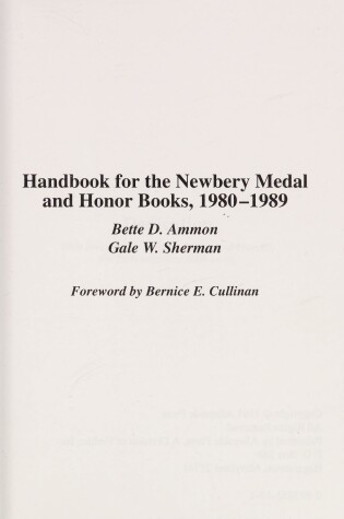 Cover of Handbook for the Newbery Medal and Honor Books, 1980-1989