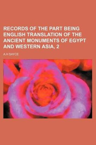 Cover of Records of the Part Being English Translation of the Ancient Monuments of Egypt and Western Asia, 2