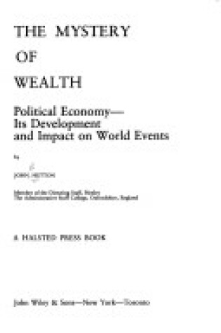 Cover of Hutton: Mystery of *Wealth*: Political E
