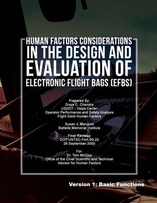 Book cover for Human Factors Considerations in the Design and Evaluation of Electronic Flight Bags(EFBs)- Version 1