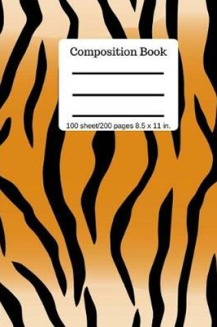 Cover of Composition Book 100 Pages 8.5 x 11 size Tiger Print Wide Ruled Lined Book