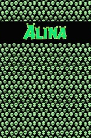 Cover of 120 Page Handwriting Practice Book with Green Alien Cover Alina