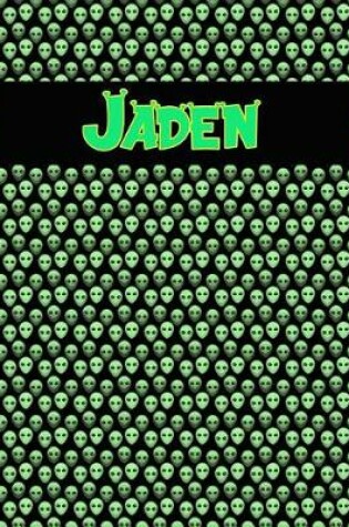 Cover of 120 Page Handwriting Practice Book with Green Alien Cover Jaden