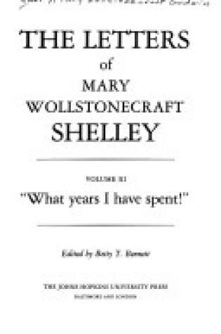 Cover of Mary Shelley: Letters