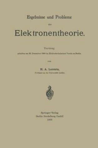 Cover of Ergebnisse und Probleme der Elektronentheorie