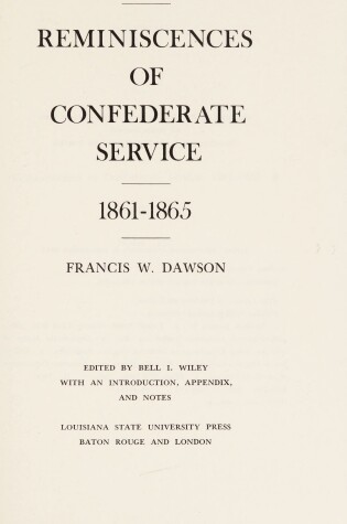 Cover of Reminiscences of Confederate Service, 1861-65