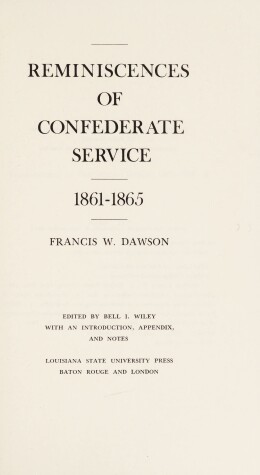 Book cover for Reminiscences of Confederate Service, 1861-65