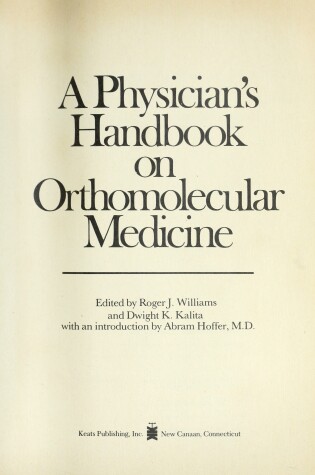 Cover of A PHYSICIANS HANDBOOK ON ORTHOMOLECULAR MEDICINE