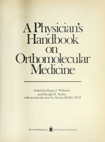 Book cover for A PHYSICIANS HANDBOOK ON ORTHOMOLECULAR MEDICINE