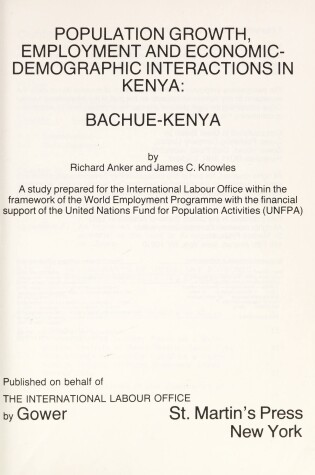 Cover of Population Growth, Employment and Economic-demographic Interactions in Kenya
