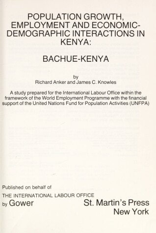 Book cover for Population Growth, Employment and Economic-demographic Interactions in Kenya