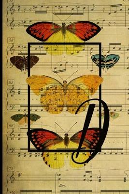 Book cover for Letter "D" - Monogram Butterfly Music Journal - Blank Score Sheets