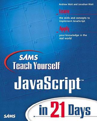 Book cover for Sams Teach Yourself Javascript in 21 Days