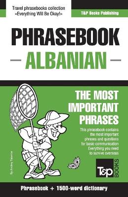 Book cover for English-Albanian phrasebook and 1500-word dictionary