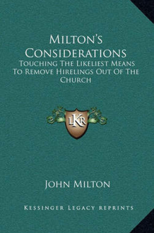 Cover of Milton's Considerations