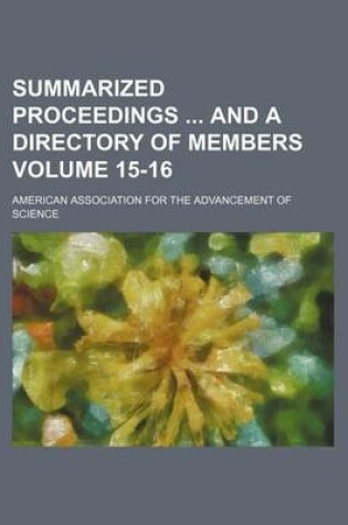 Cover of Summarized Proceedings and a Directory of Members Volume 15-16