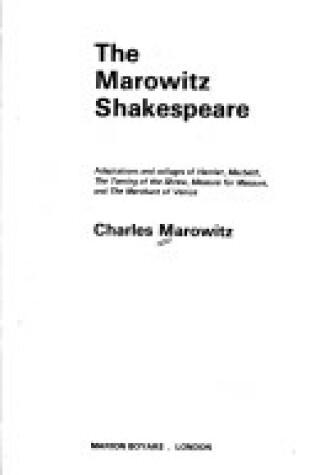 Cover of The Marowitz Shakespeare