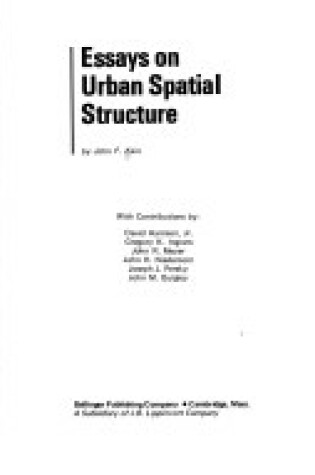 Cover of Essays on Urban Spatial Structure