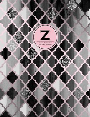 Book cover for Initial Z Monogram Journal - Dot Grid, Moroccan Black, White & Blush Pink