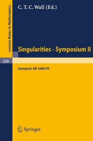 Cover of Proceedings of Liverpool Singularities - Symposium II. (University of Liverpool 1969/70)