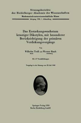 Book cover for Das Erstarkungswachstum Krautiger Dikotylen, Mit Besonderer Berucksichtigung Der Primarem Verdickungsvorgange