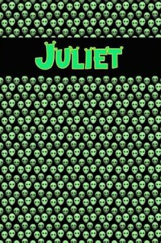 Cover of 120 Page Handwriting Practice Book with Green Alien Cover Juliet