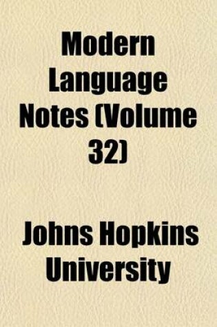 Cover of Modern Language Notes (Volume 32)