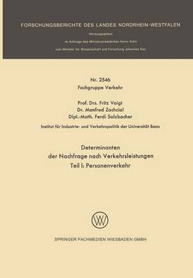 Book cover for Determinanten Der Nachfrage Nach Verkehrsleistungen