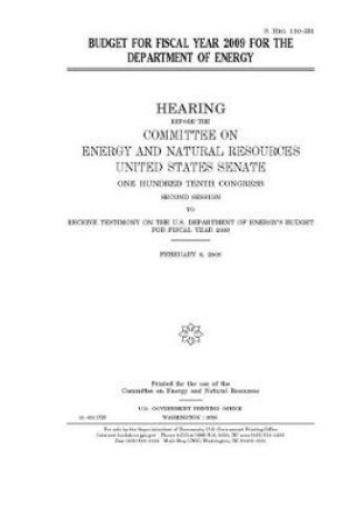 Cover of Budget for fiscal year 2009 for the Department of Energy