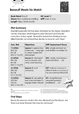 Cover of BC Grey B/3B Beowulf Meets His Match Guided Reading Card